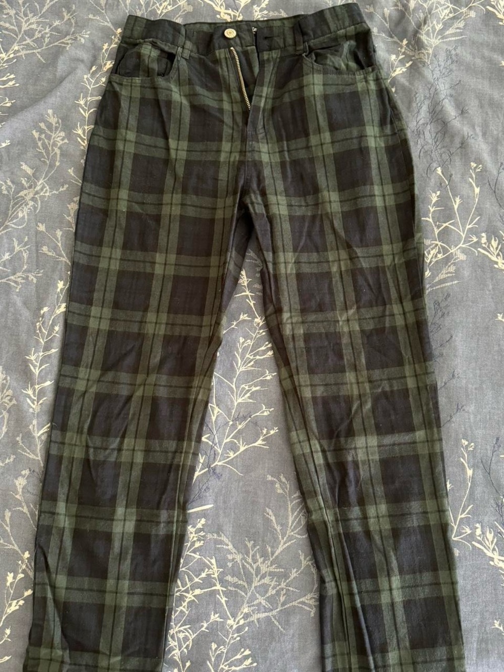 brandy melville green and navy plaid pants